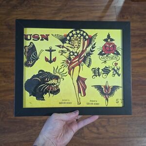 NWT, Framed American Traditional Tattoo Style Flash Art Print